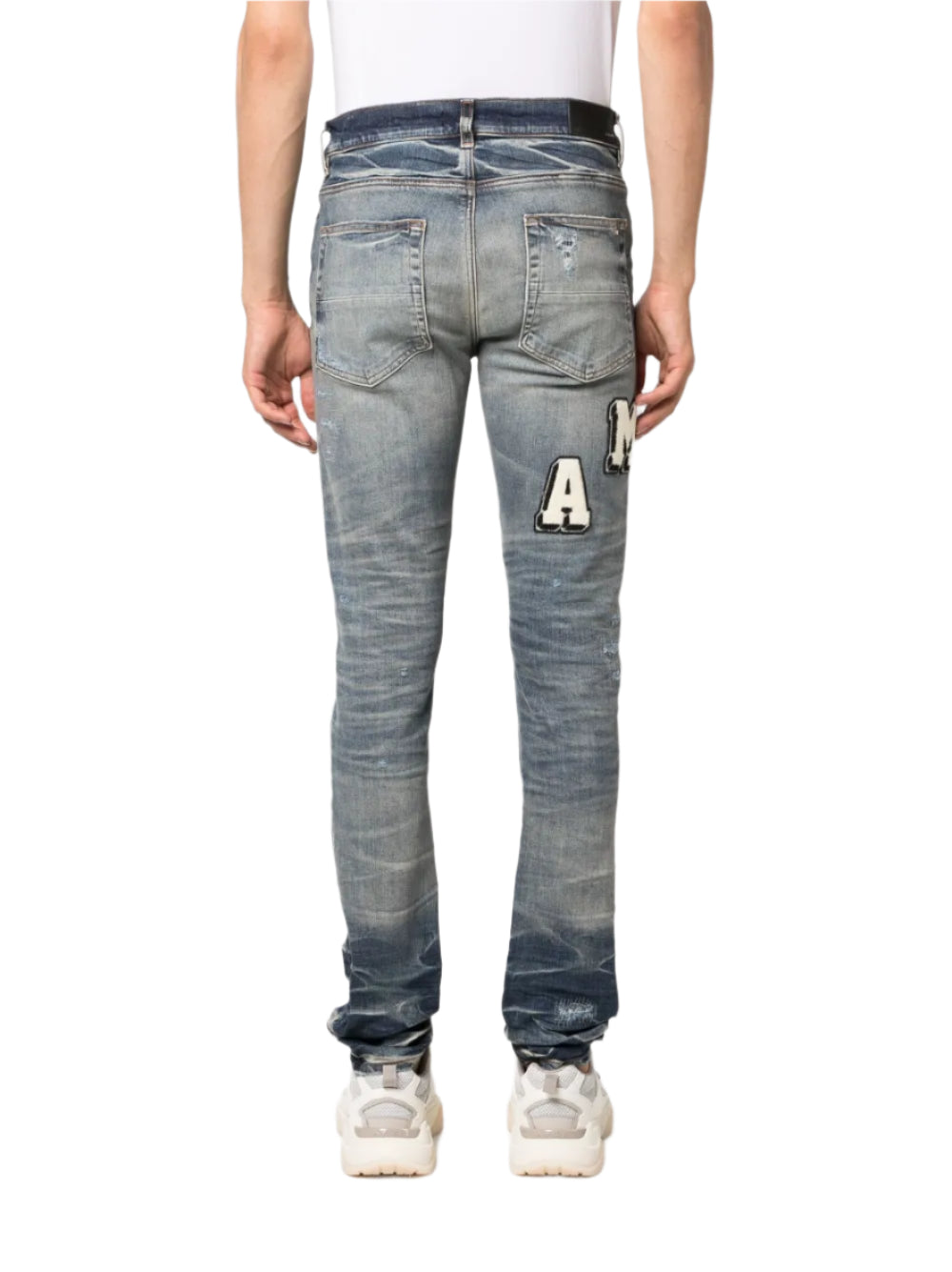 AMIRI APPLIQUÉD LOGO JEANS-blue