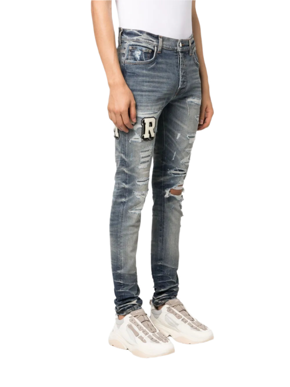 AMIRI APPLIQUÉD LOGO JEANS-blue