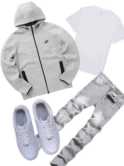 Grey tech fleece outfit