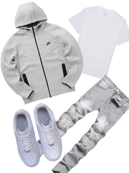 Grey tech fleece outfit