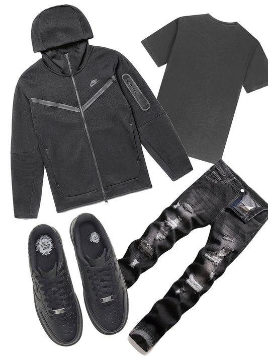 Black tech fleece outfit