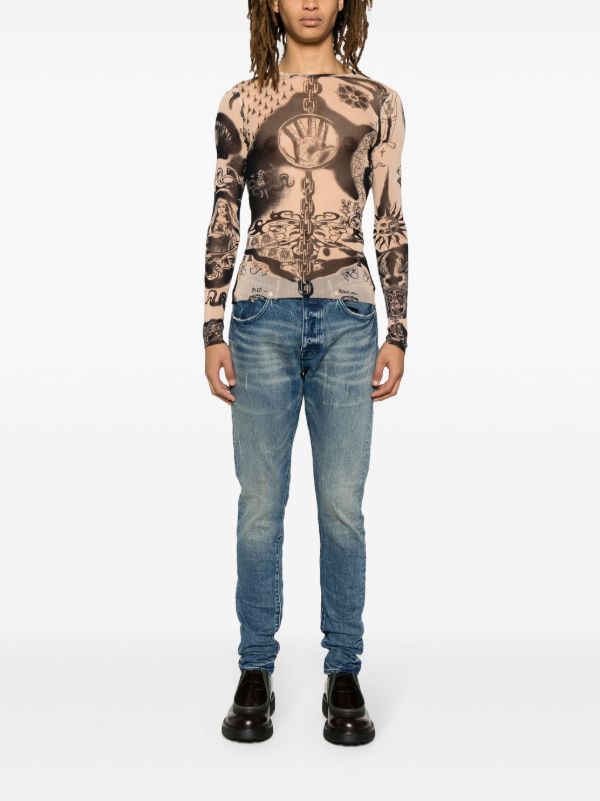 PURPLE BRAND P001 LOW RISE JEANS-blue