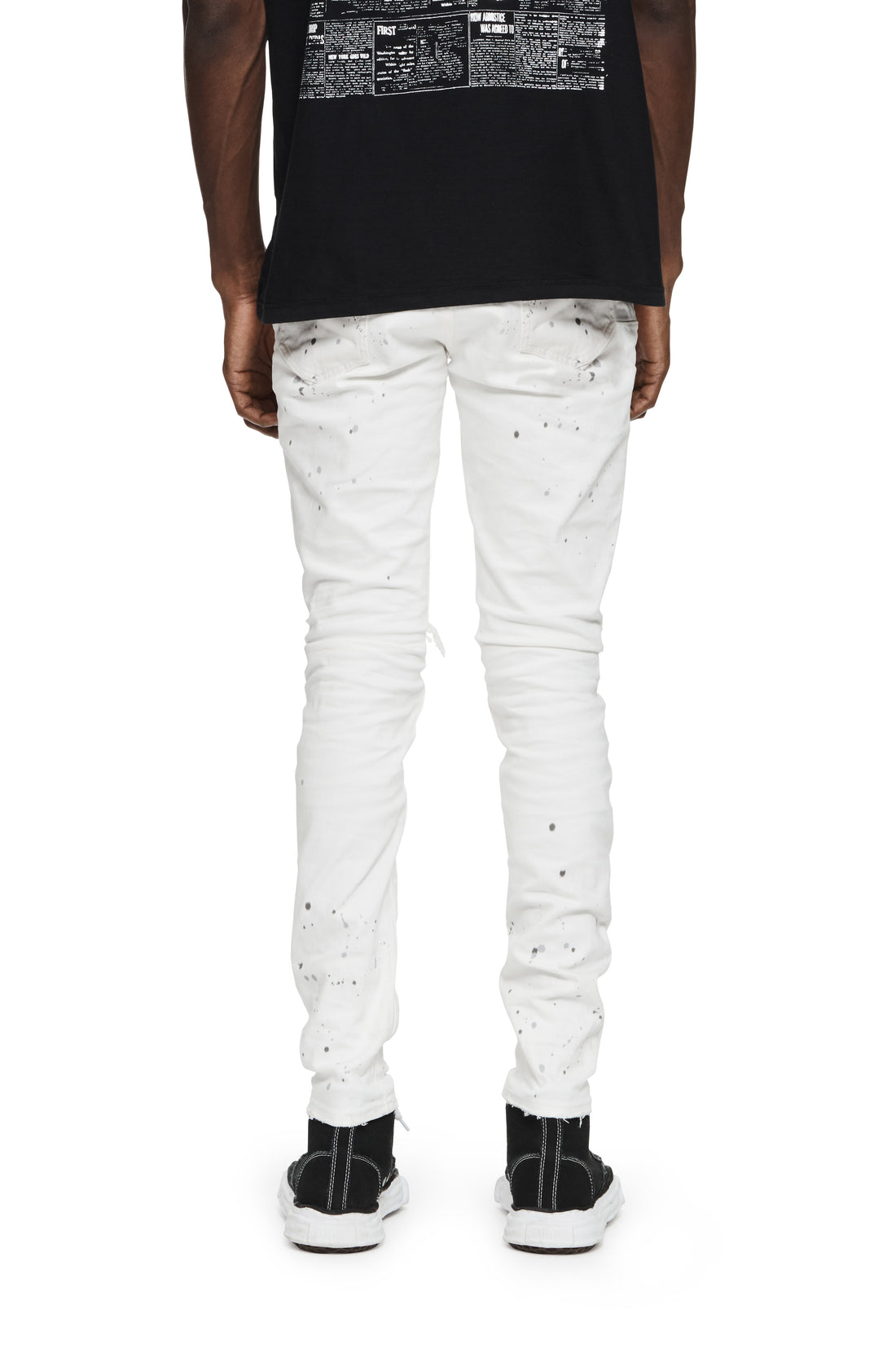 PURPLE BRAND P001 OPTIC WHITE PAINT BLOWOUT JEANS-white