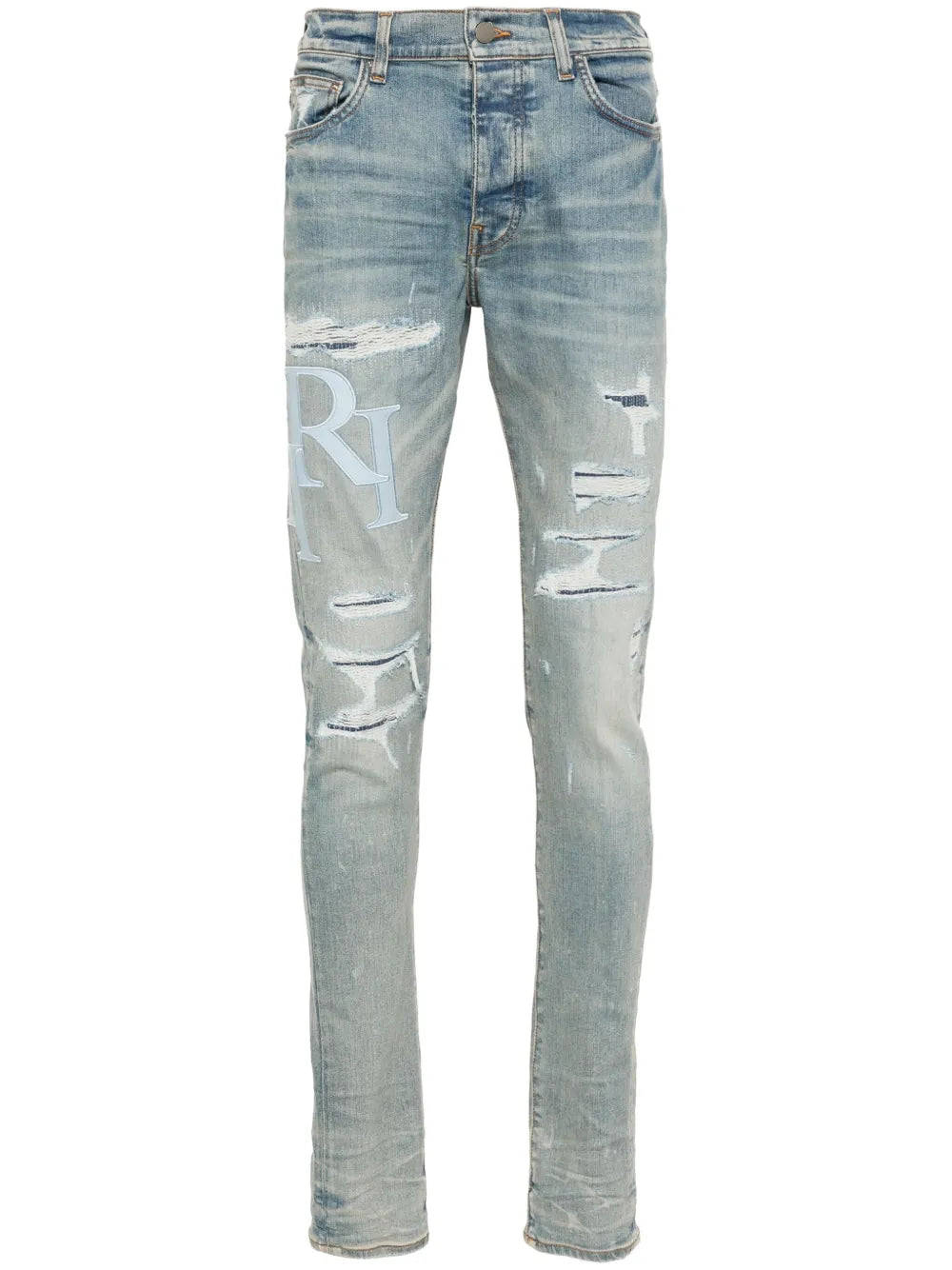 AMIRI STAGERED LOGO JEANS-blue