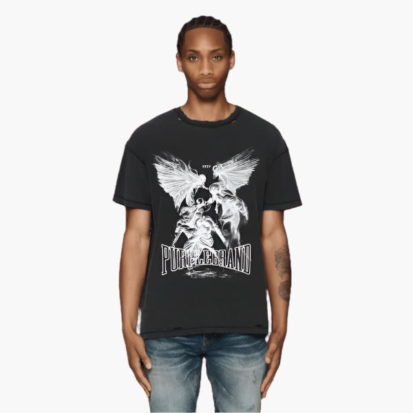 PURPLE BRAND FIGHT PRINT SHIRT-black