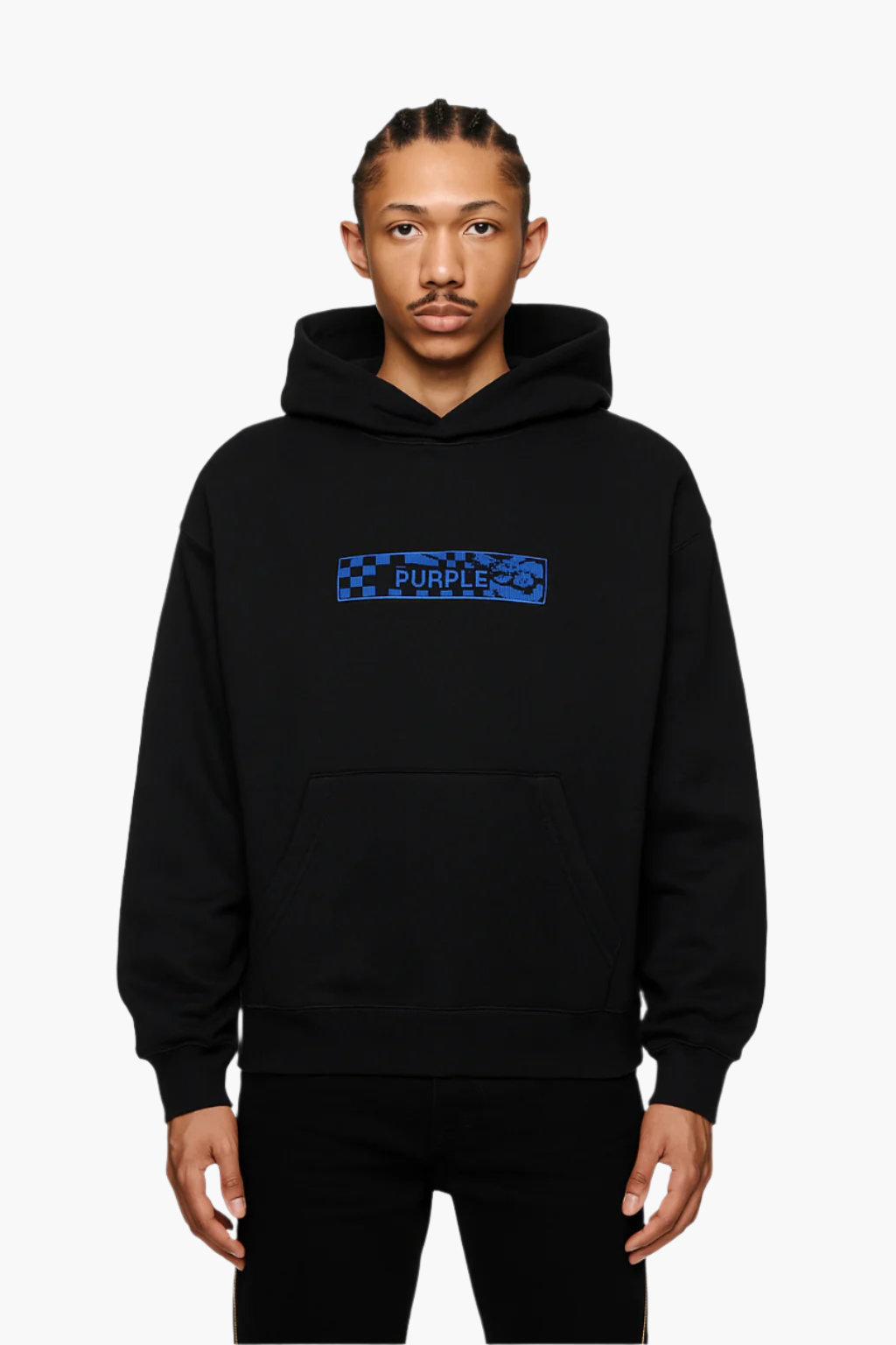 PURPLE BRAND FLEECE FLAG HOODIE-black