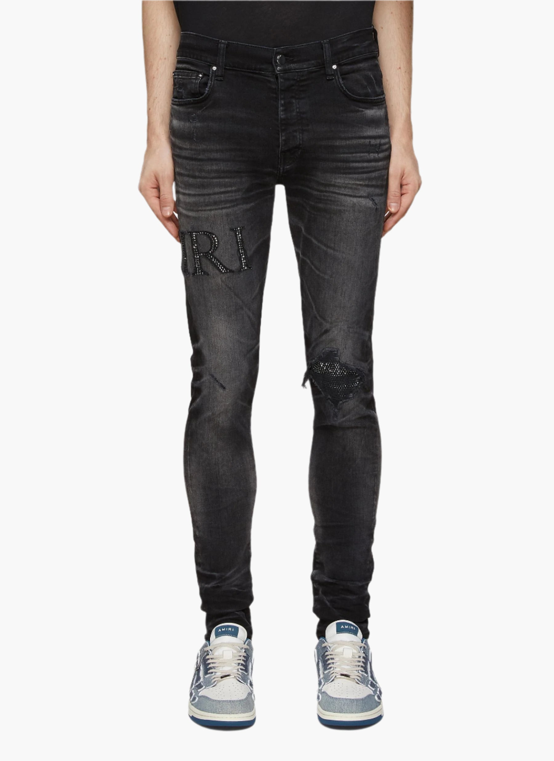 AMIRI CRYSTAL LOGO JEANS-bleached indigo