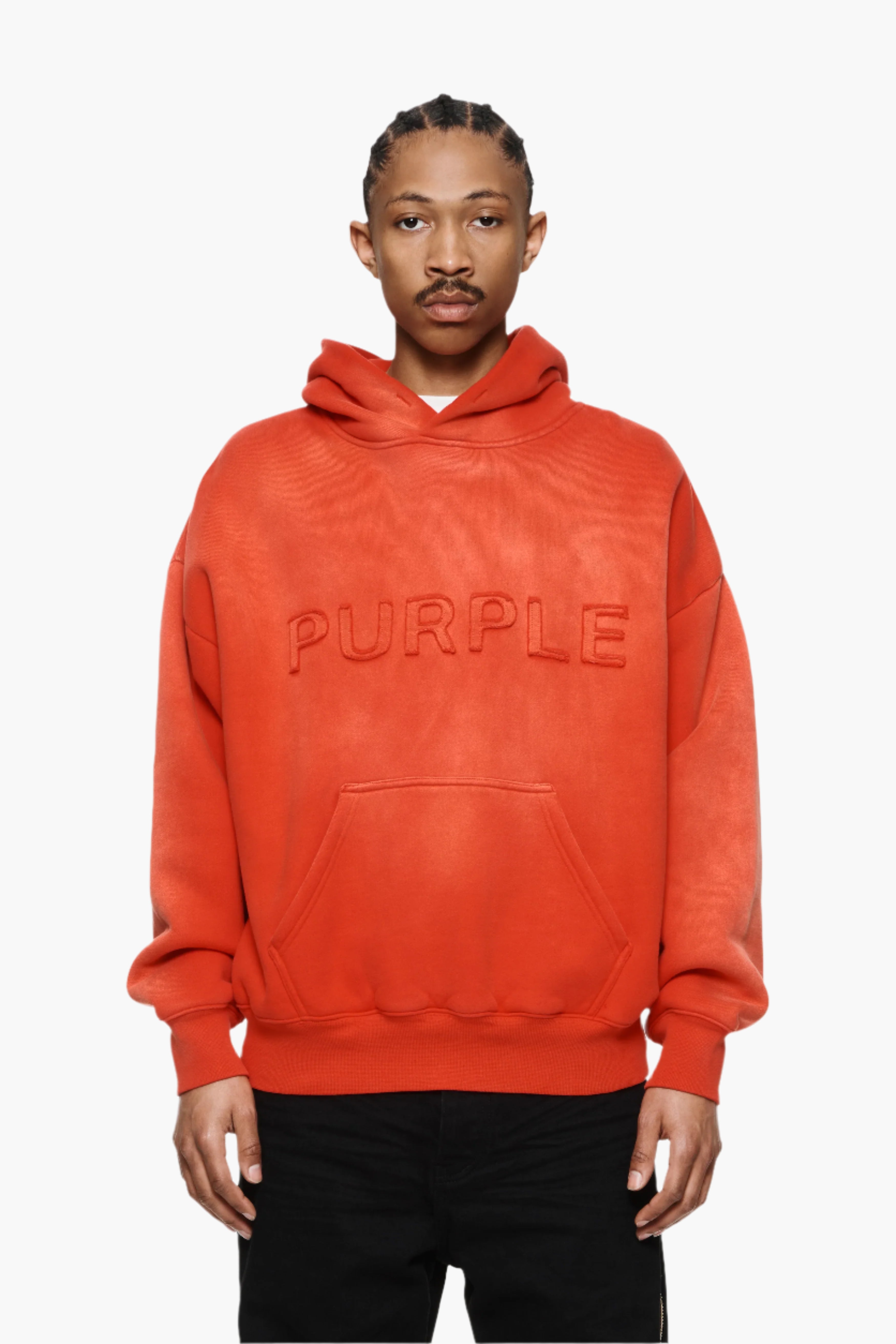 PURPLE BRAND PATCH FADED LOGO HOODIE(tag)-orange