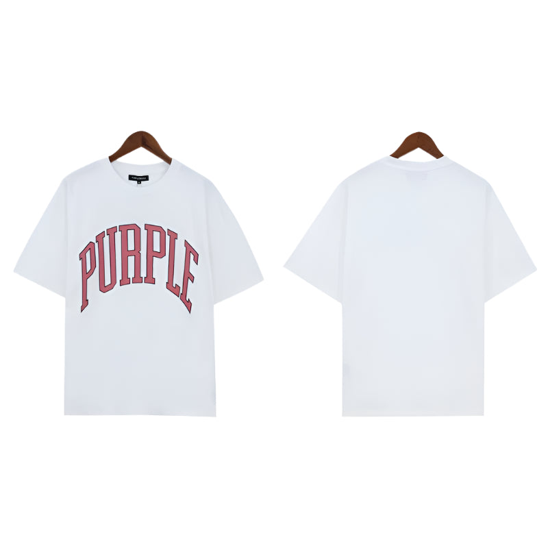 PURPLE BRAND COLLEGIAITE LOGO FLOCKED SHIRT-white