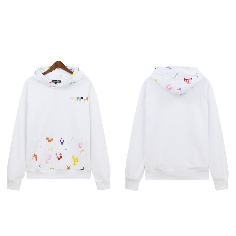 PURPLE BRAND PAINT MONOGRAM HOODIE-white