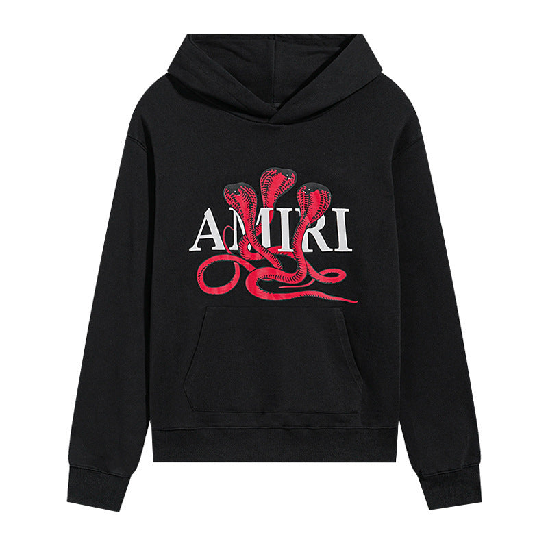 AMIRI SNAKE HOODIE-black and red