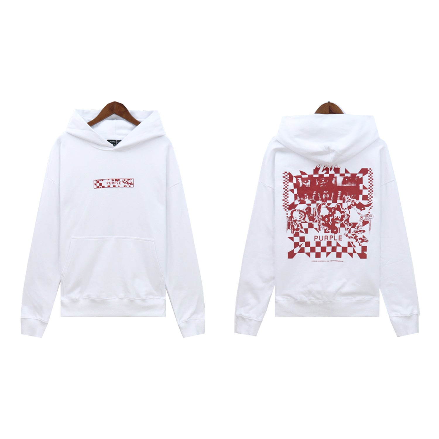 PURPLE BRAND FLEECE FLAG HOODIE-white