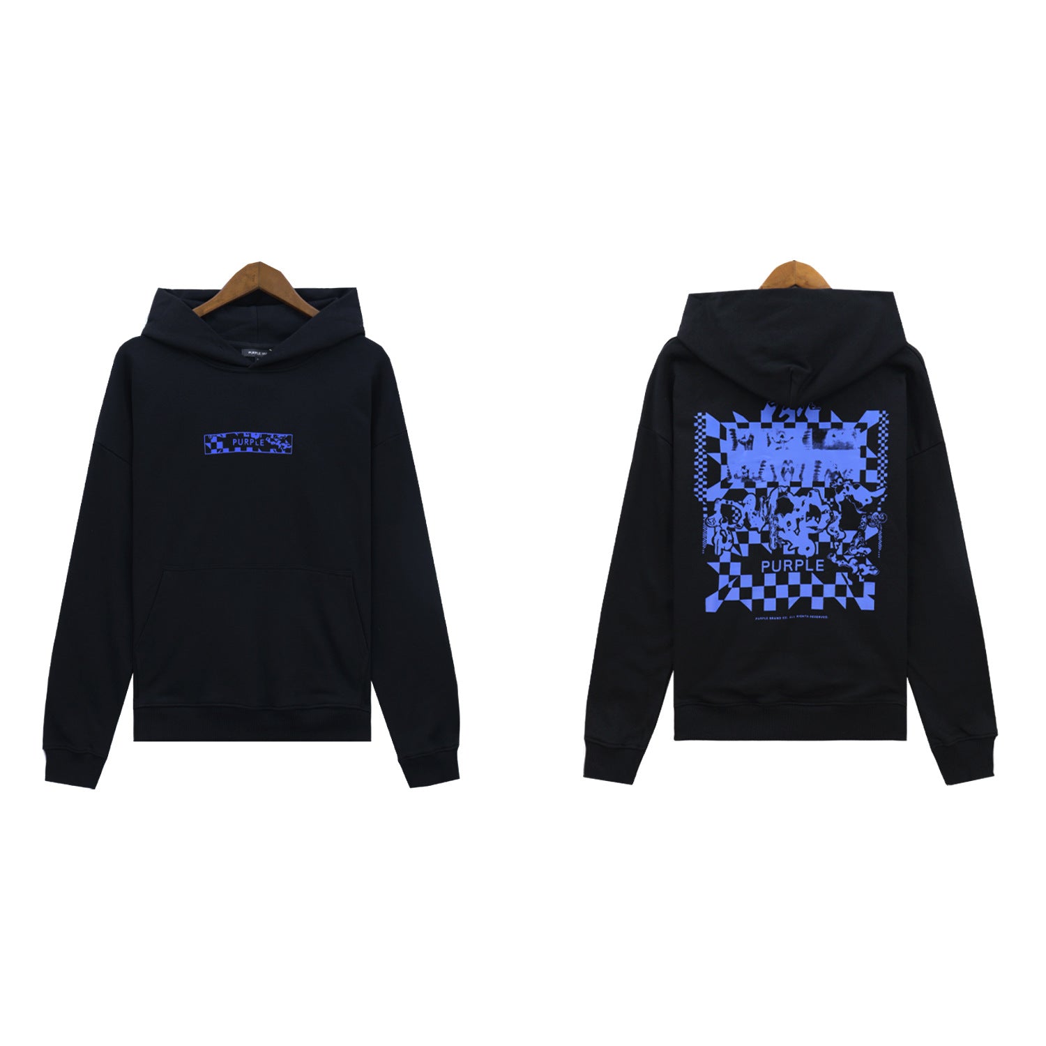 PURPLE BRAND FLEECE FLAG HOODIE-black