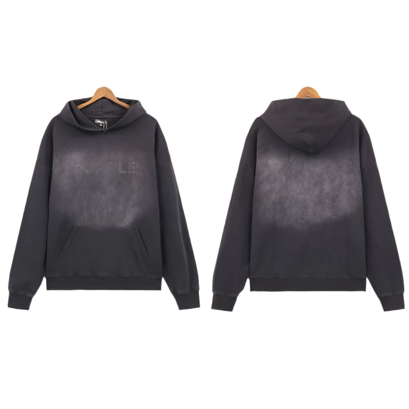 PURPLE BRAND PATCH FADED LOGO HOODIE-dark grey