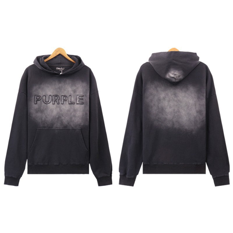 PURPLE BRAND PATCH FADED LOGO HOODIE-black