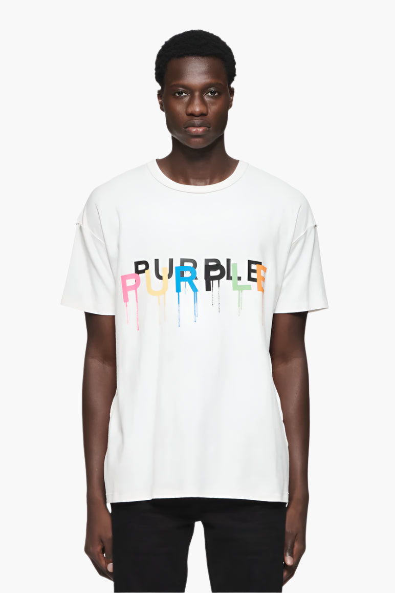 PURPLE BRAND PAINTED WORDMARK SHIRT-white