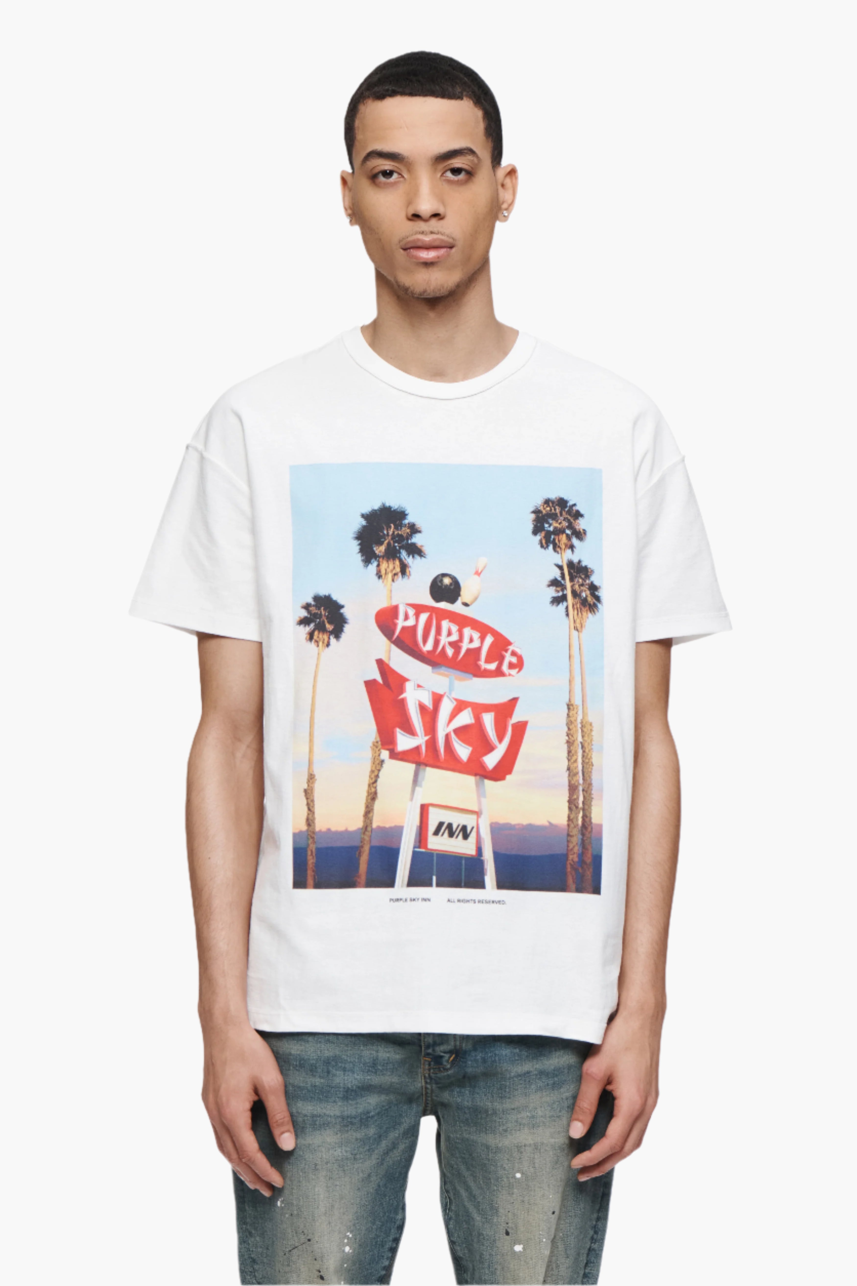 PURPLE BRAND X BLUE SKY GRAPHIC SHIRT-white