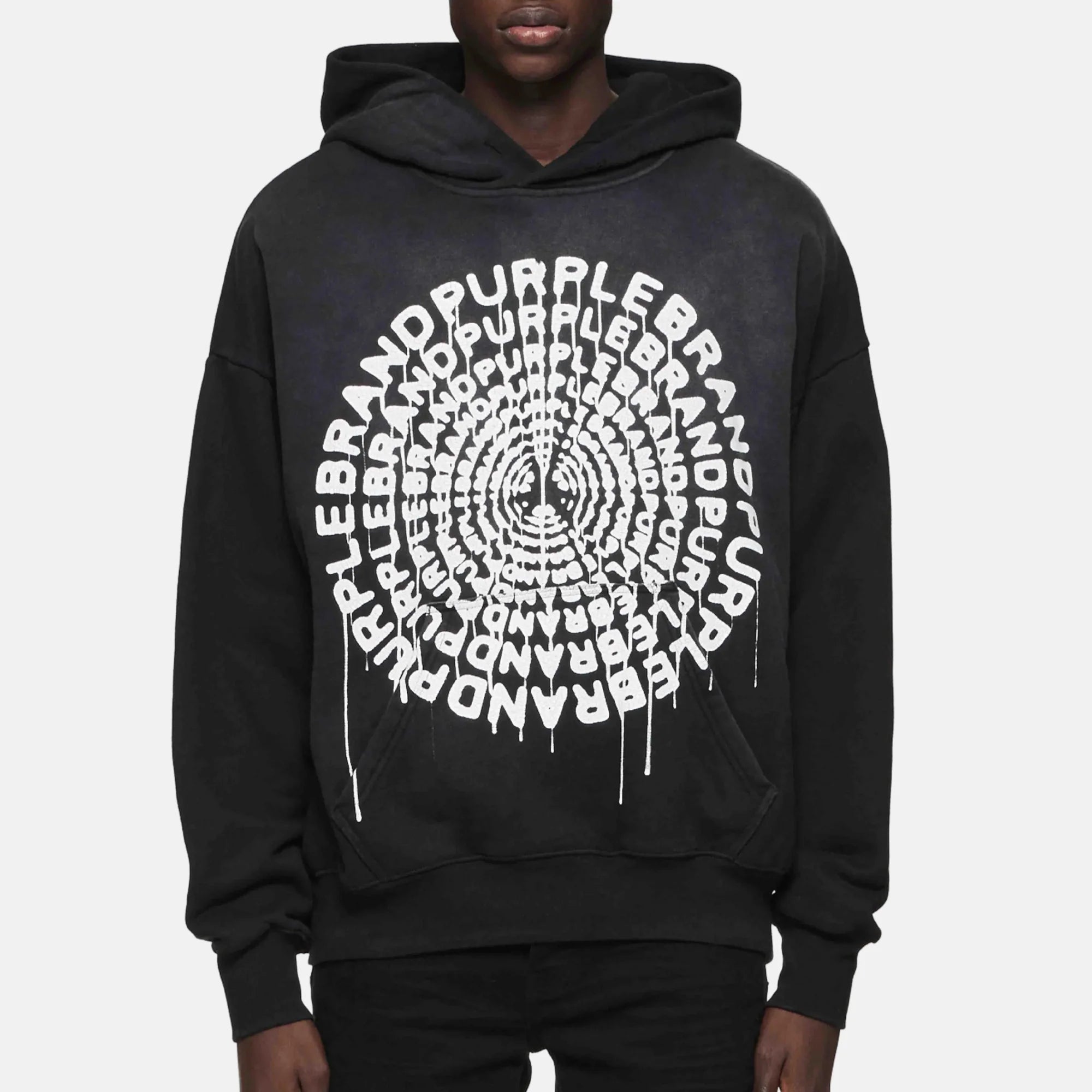 PURPLE BRAND HEATHER HWT FLEECE PO HOODIE-black