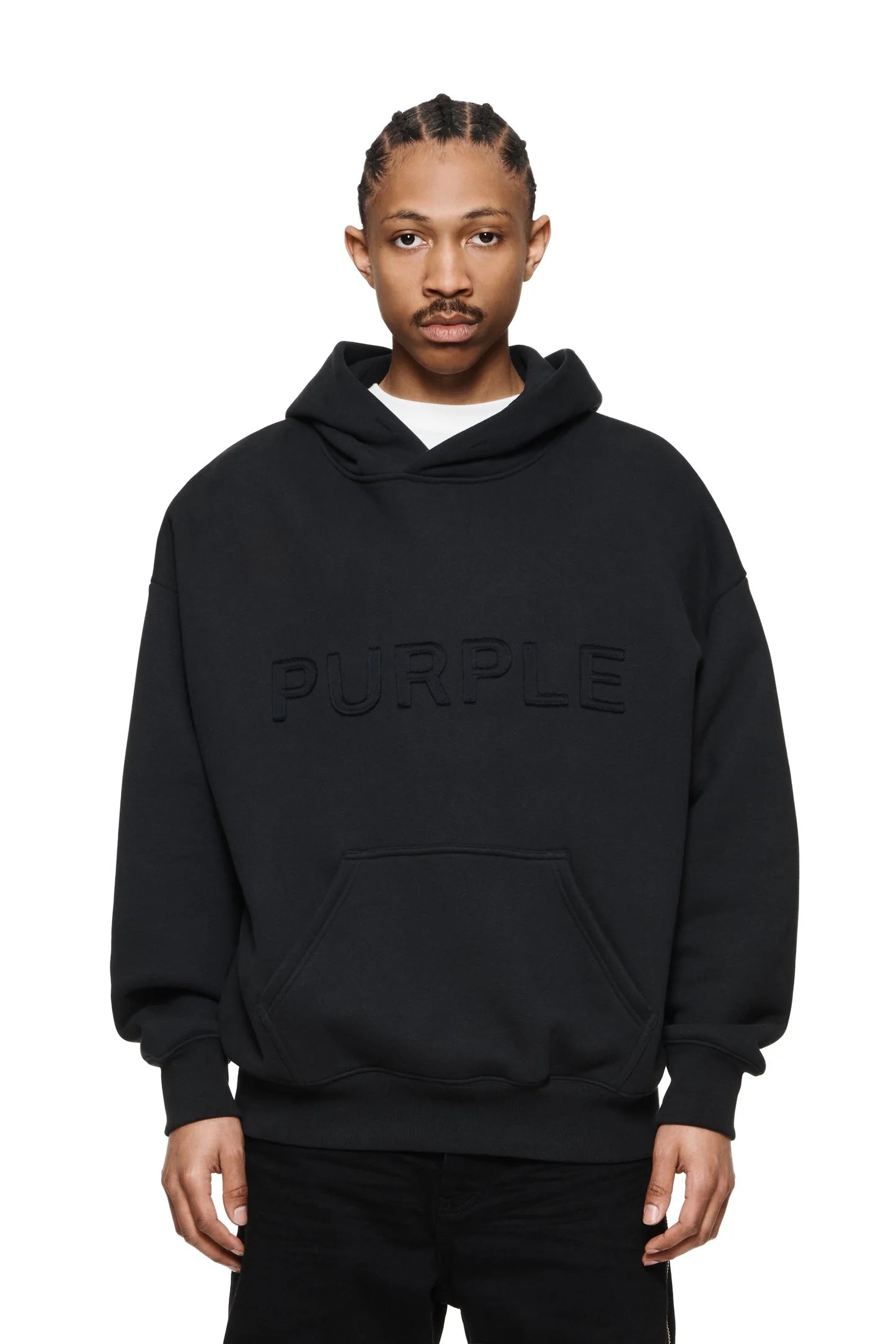 PURPLE BRAND PATCH FADED LOGO HOODIE-dark grey