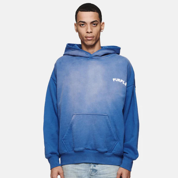 PURPLE BRAND HEATHER HWT FLEECE PO HOODIE-blue