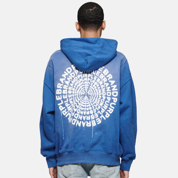 PURPLE BRAND HEATHER HWT FLEECE PO HOODIE-blue