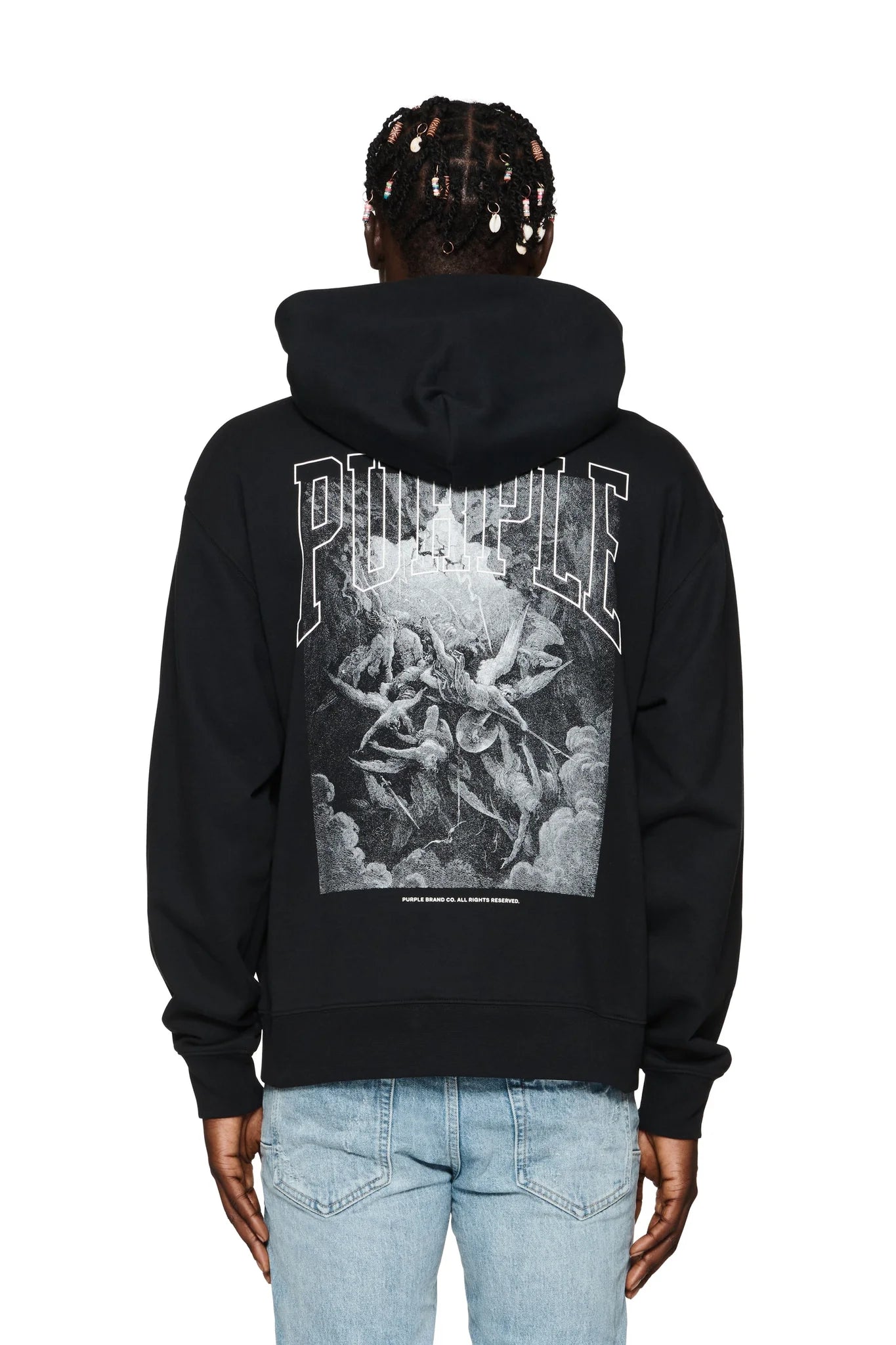 PURPLE BRAND FALLEN  BEAUTY HOODIE-black