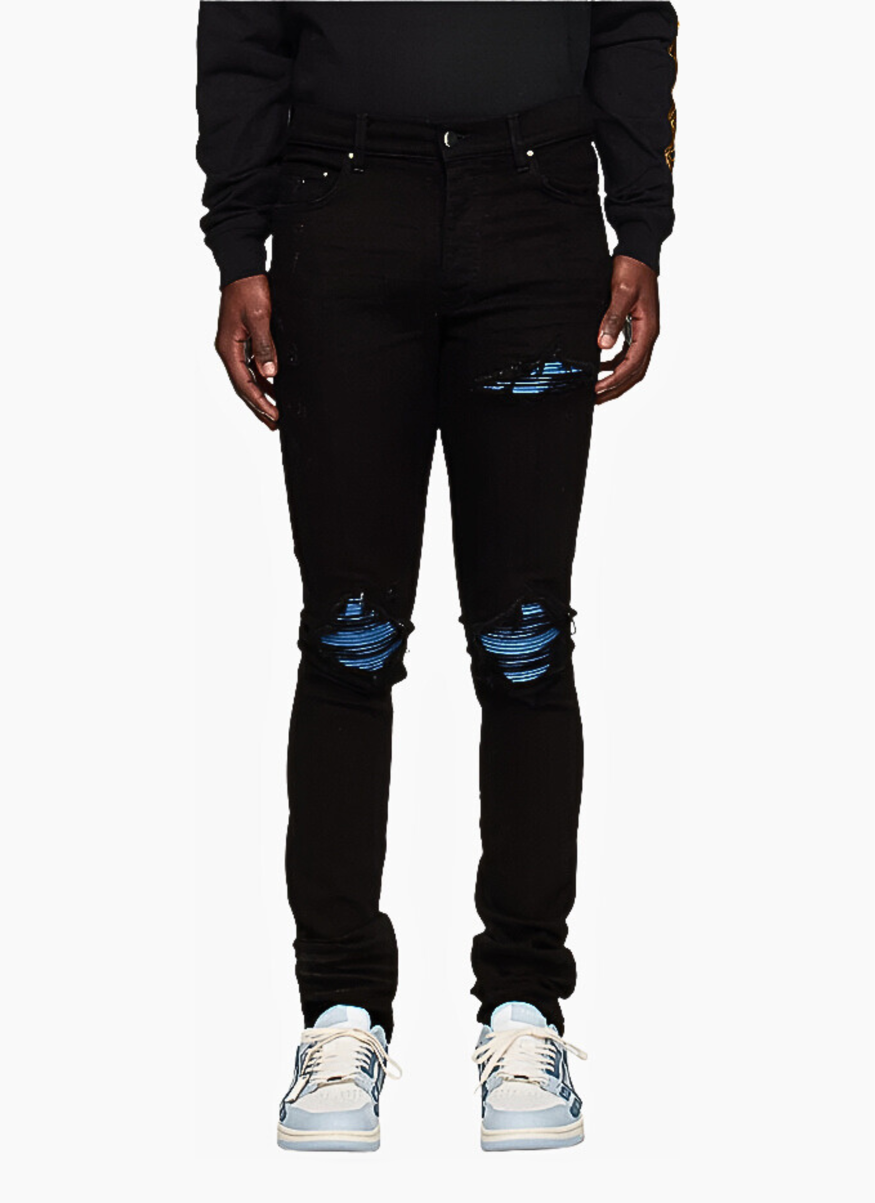 AMIRI AGED BLACK AND BLUE JEANS-blue