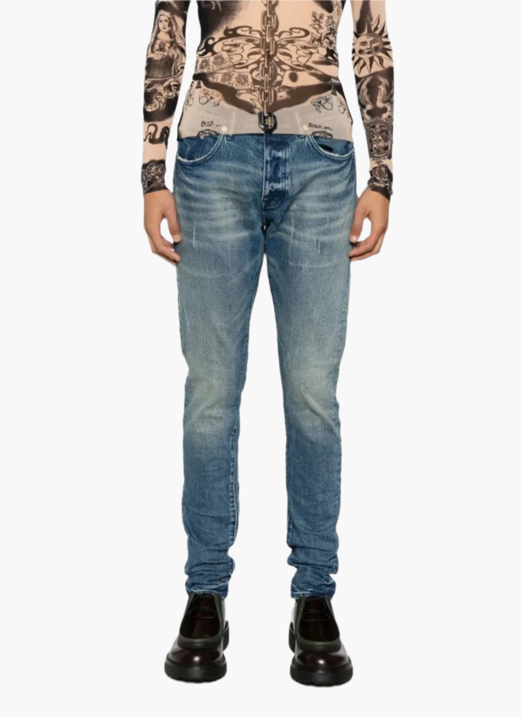 PURPLE BRAND P001 LOW RISE JEANS-blue