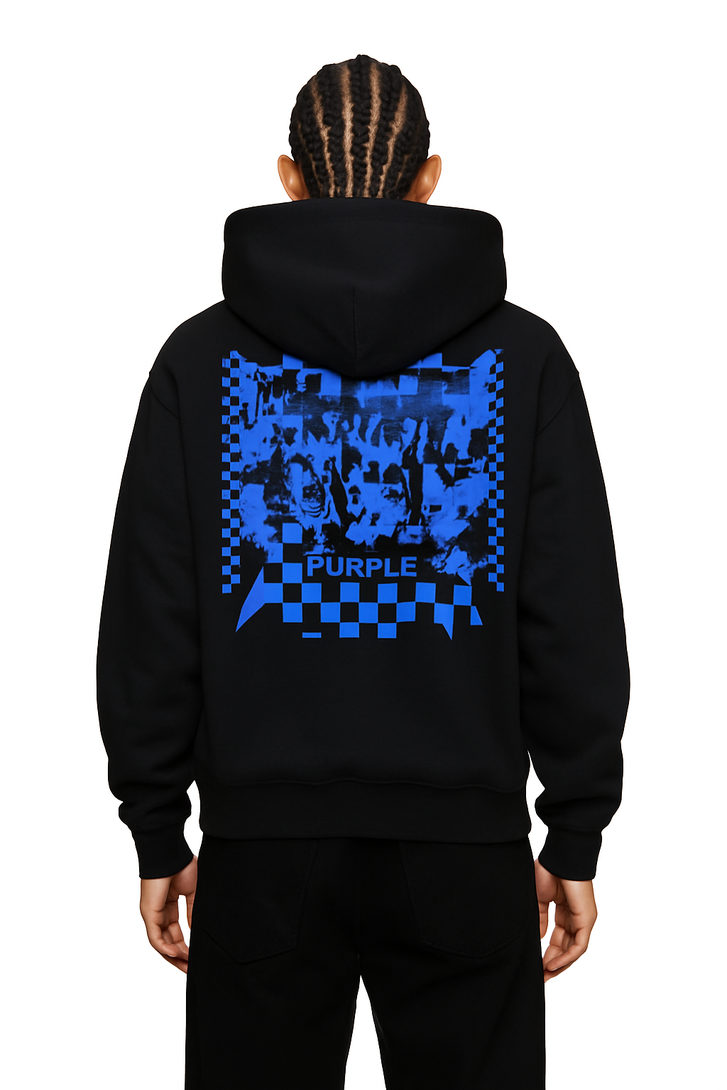 PURPLE BRAND FLEECE FLAG HOODIE-black
