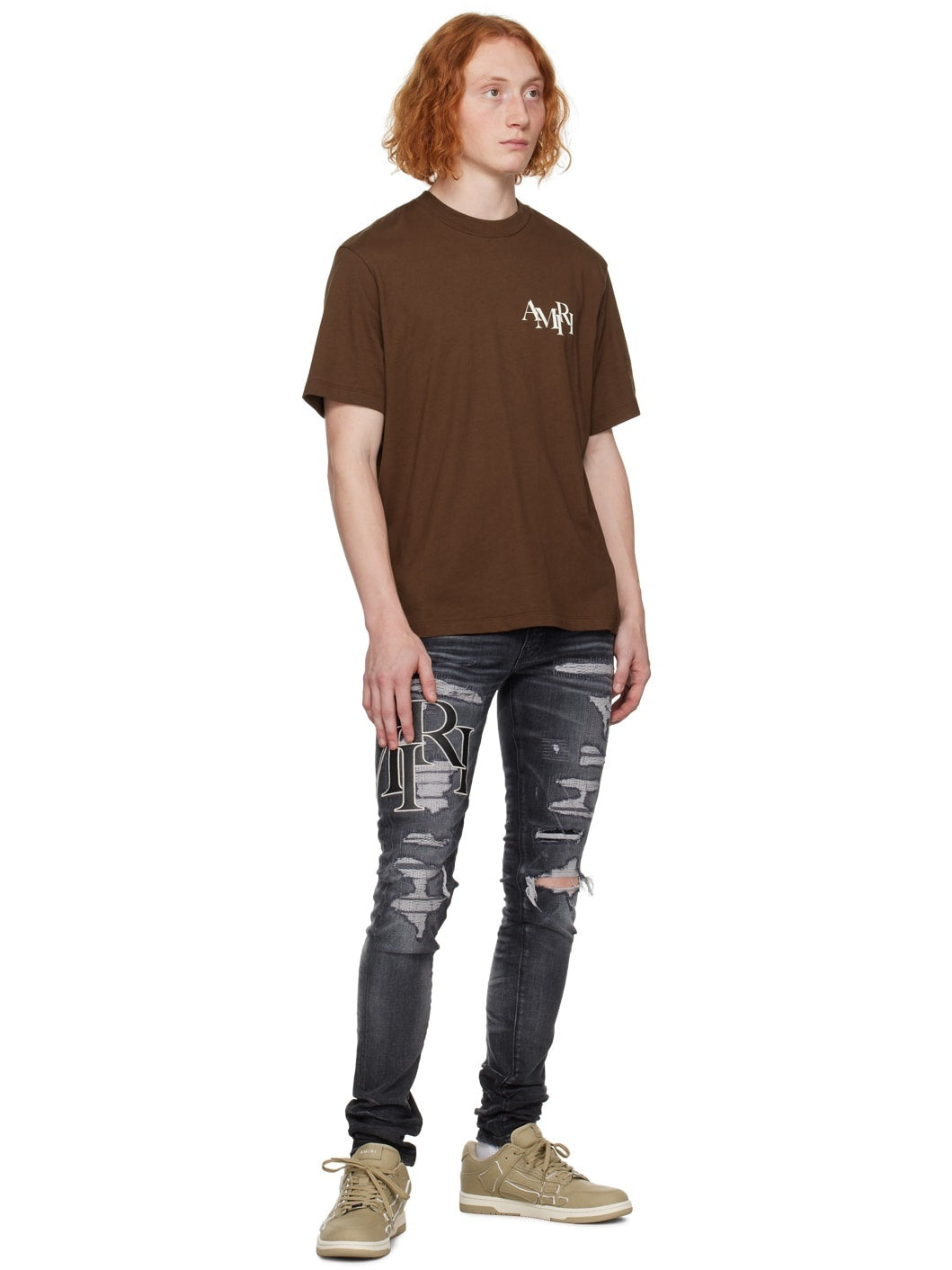AMIRI STAGGERED JEANS-grey
