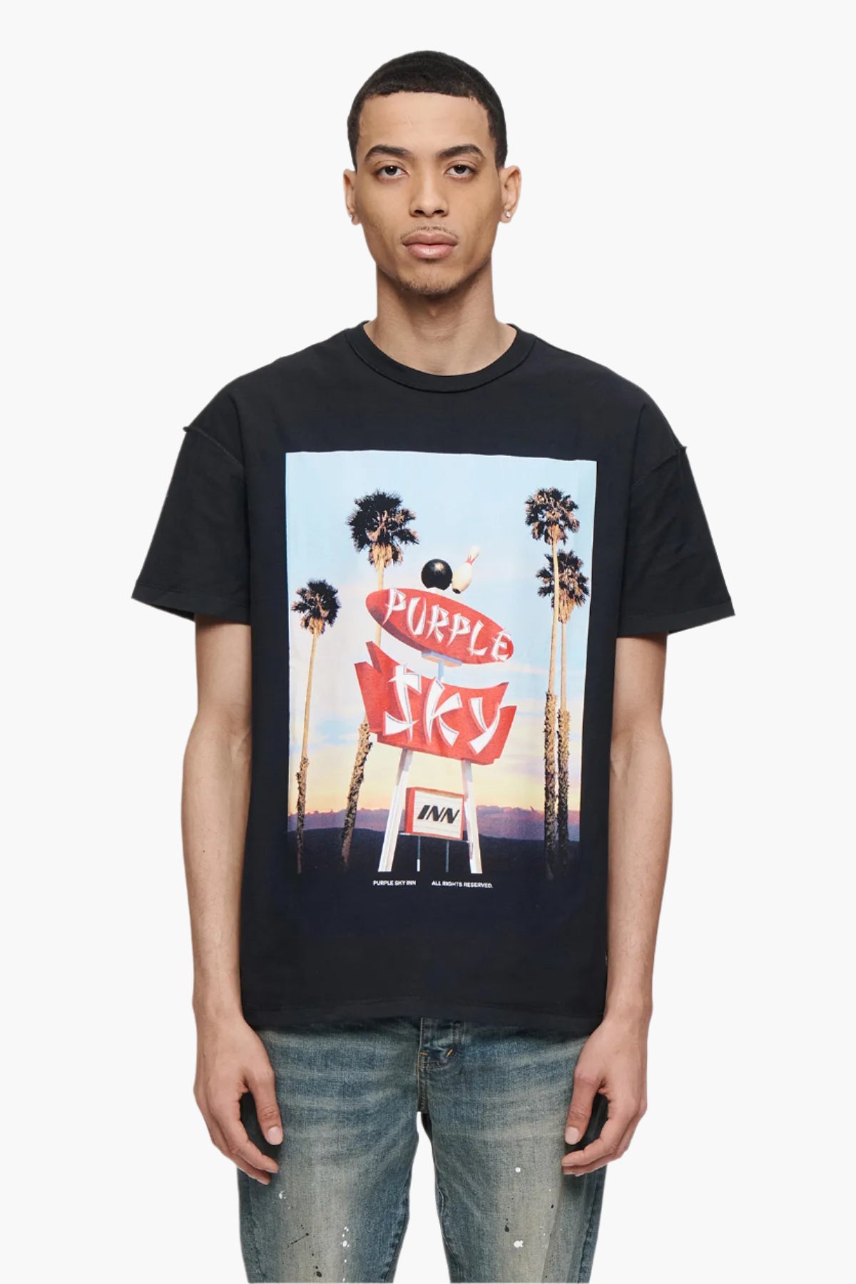 PURPLE BRAND X BLUE SKY GRAPHIC SHIRT-black
