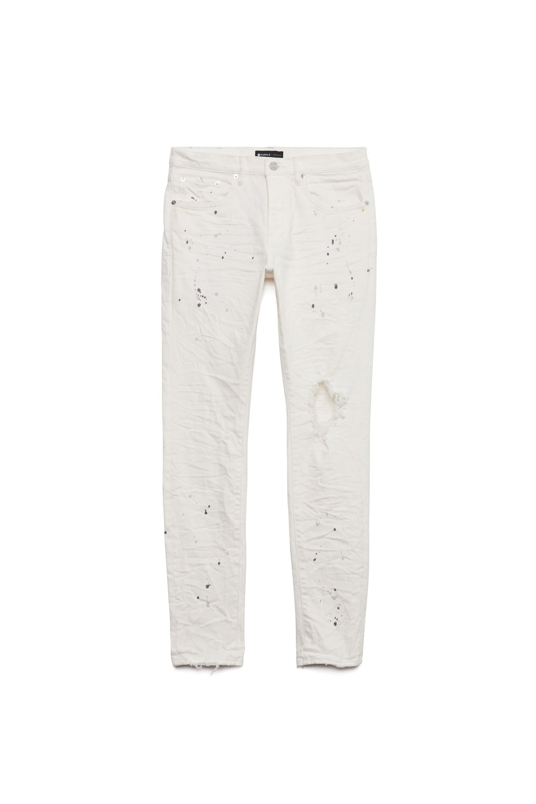 PURPLE BRAND P001 OPTIC WHITE PAINT BLOWOUT JEANS-white