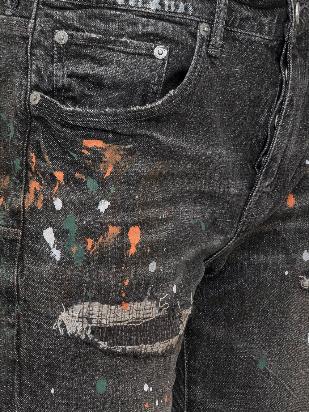PURPLE BRAND P001  PAINT DISTRESS JEANS-grey
