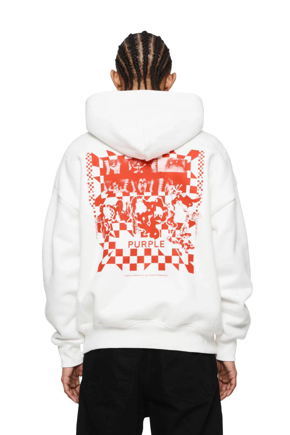 PURPLE BRAND FLEECE FLAG HOODIE-white