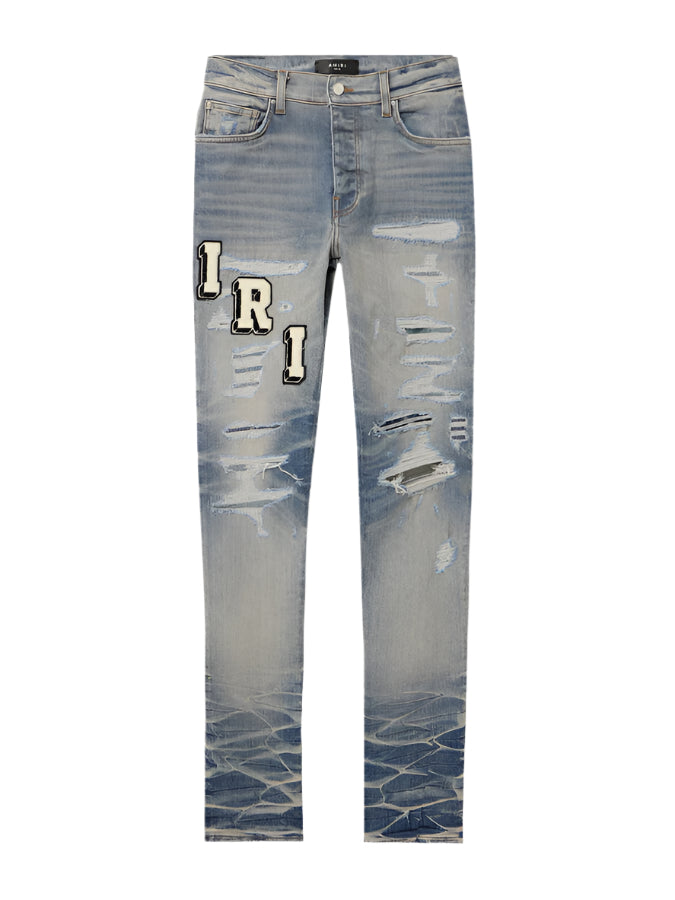 AMIRI APPLIQUÉD LOGO JEANS-blue